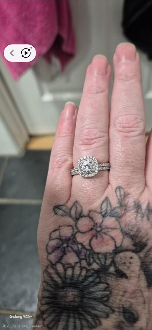 925 Sterling Silver Round Centre Double Cubic Zirconia Halo Ring Set