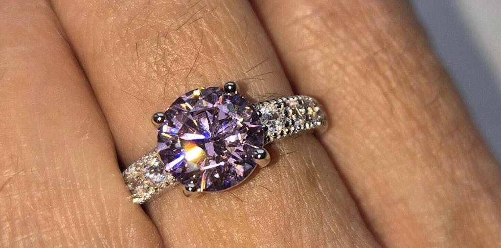 925 Sterling Silver Claw Set Pink Cz Solitaire Ring