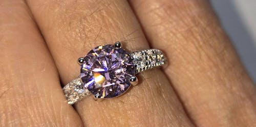 925 Sterling Silver Claw Set Pink Cz Solitaire Ring