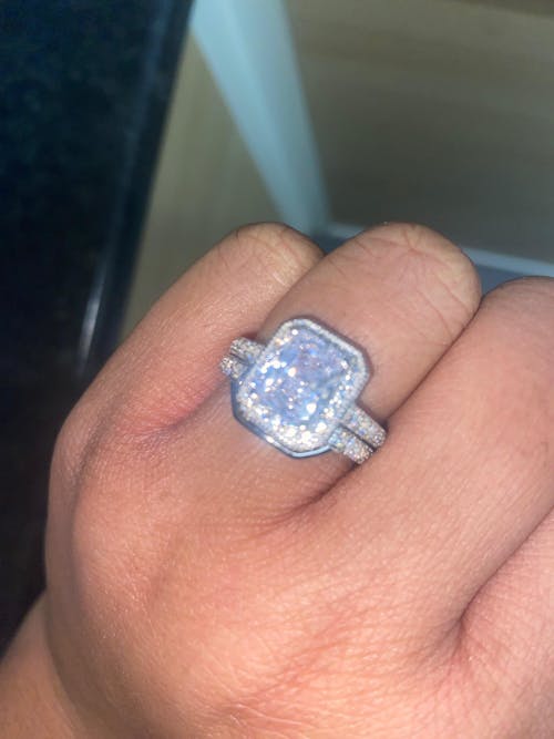 925 Sterling Silver Bridal Set Cz Emerald Cut Centre Ring Set