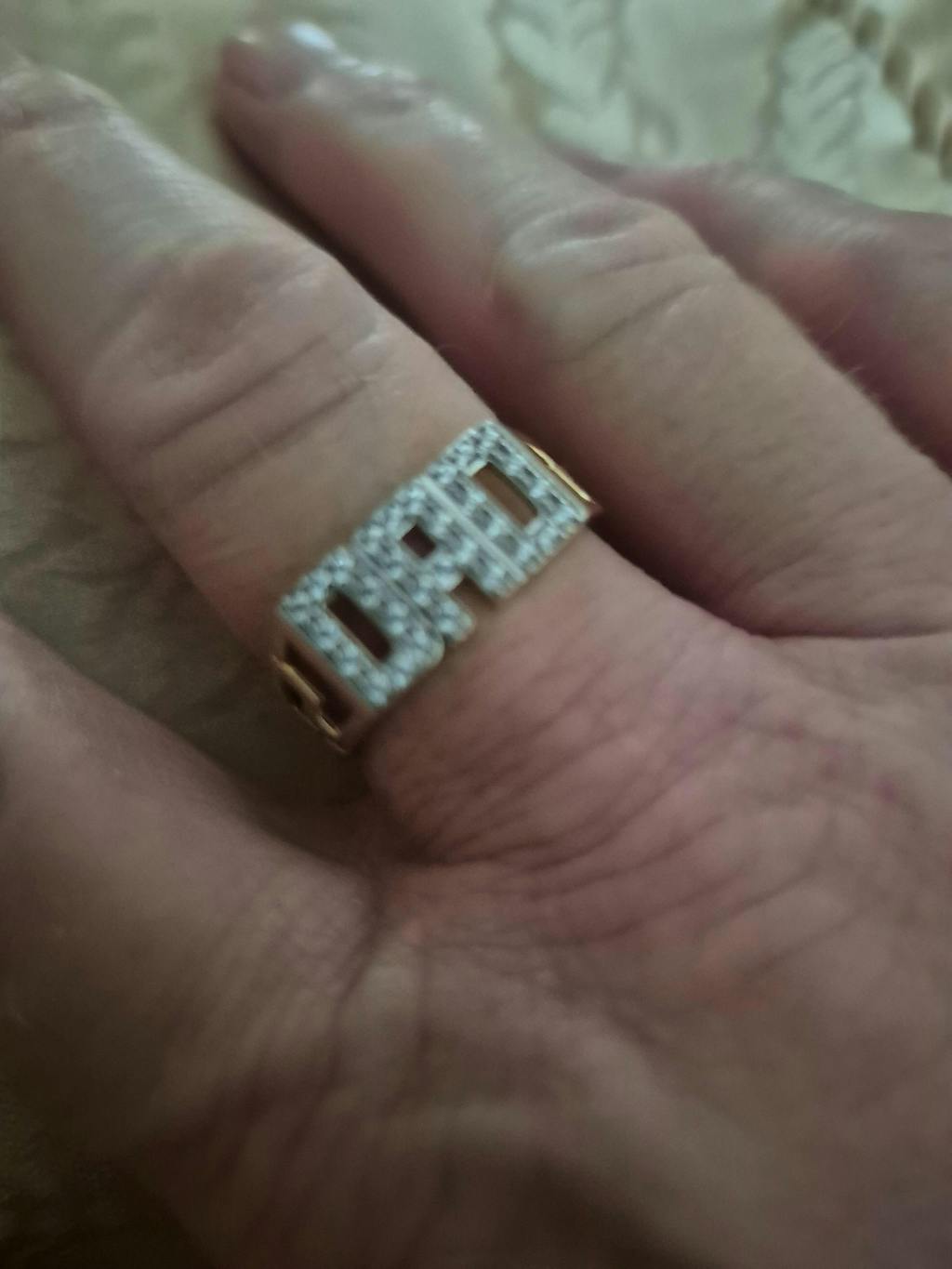 9ct Yellow Gold Cubic Zirconia ID Sides Dad Ring