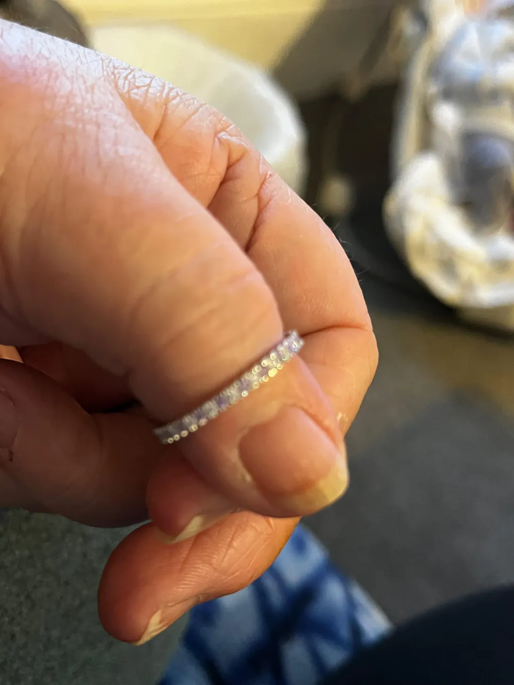 925 Sterling Silver Amethyst & White Cz Full Eternity Ring