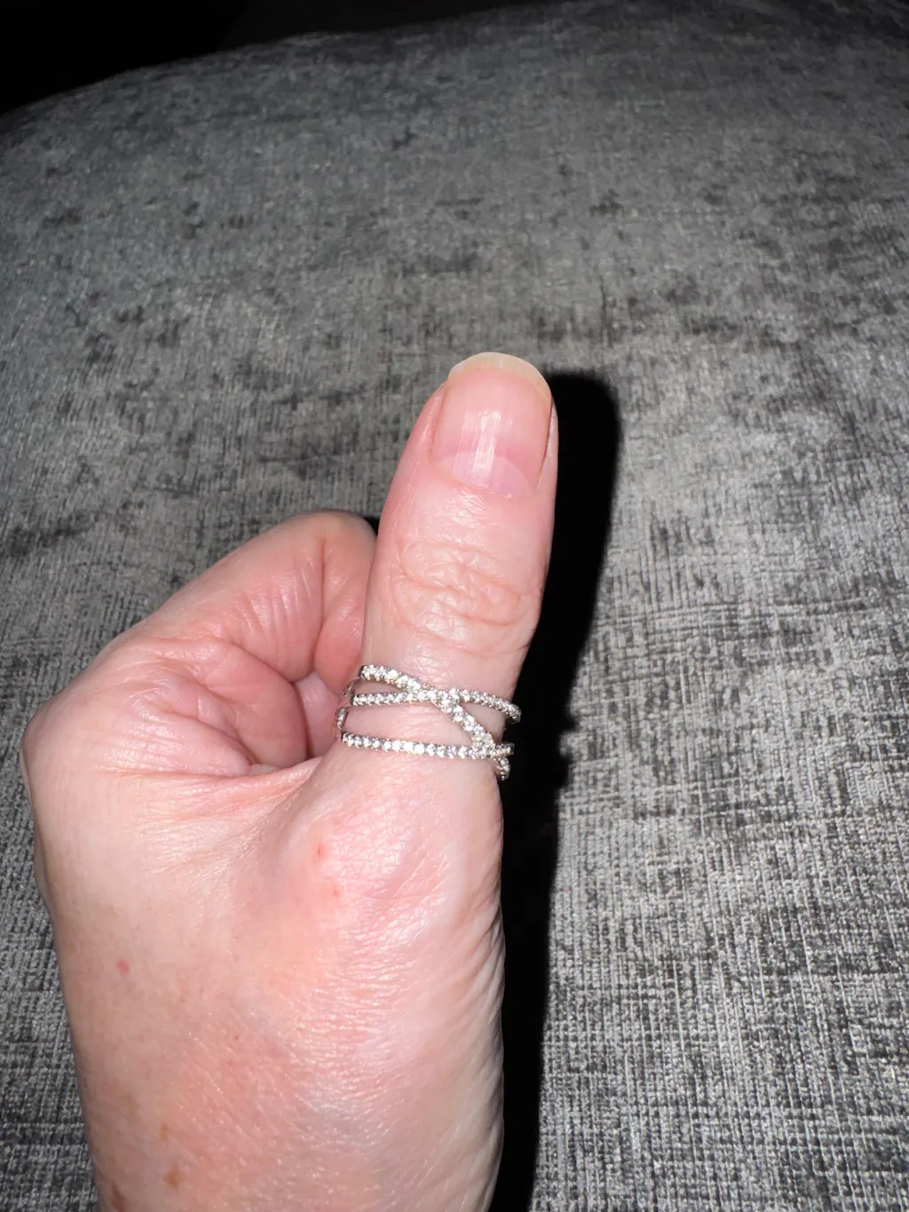 925 Sterling Silver Micro Pave' 3 Row Cross Over with 61 Cz's Ring J-Jaz