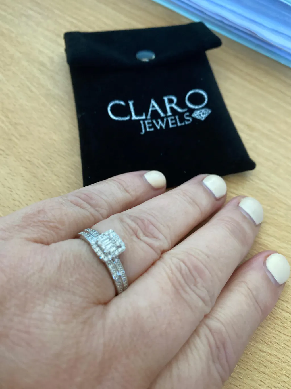 925 Sterling Silver Vintage Style Baguette & Round Ladies Ring Set