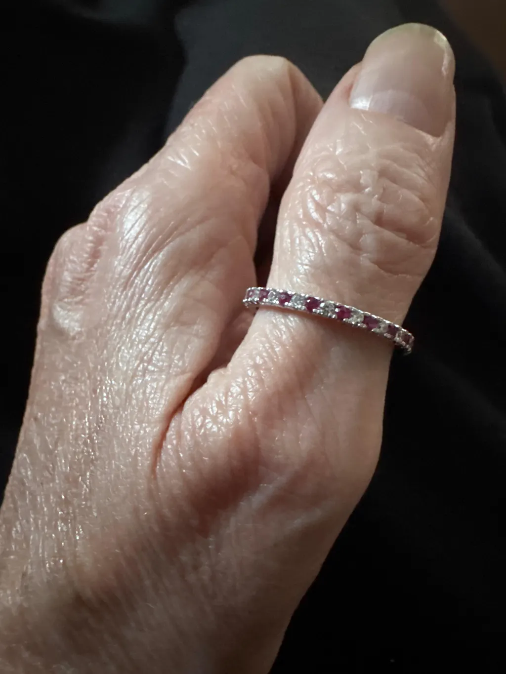 925 Sterling Silver Ruby Red & White Cz Full Eternity Ring