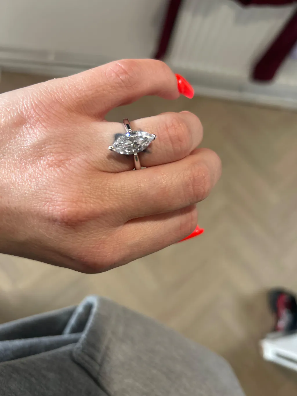 925 Sterling Silver Marquise Cut Solitaire Ring