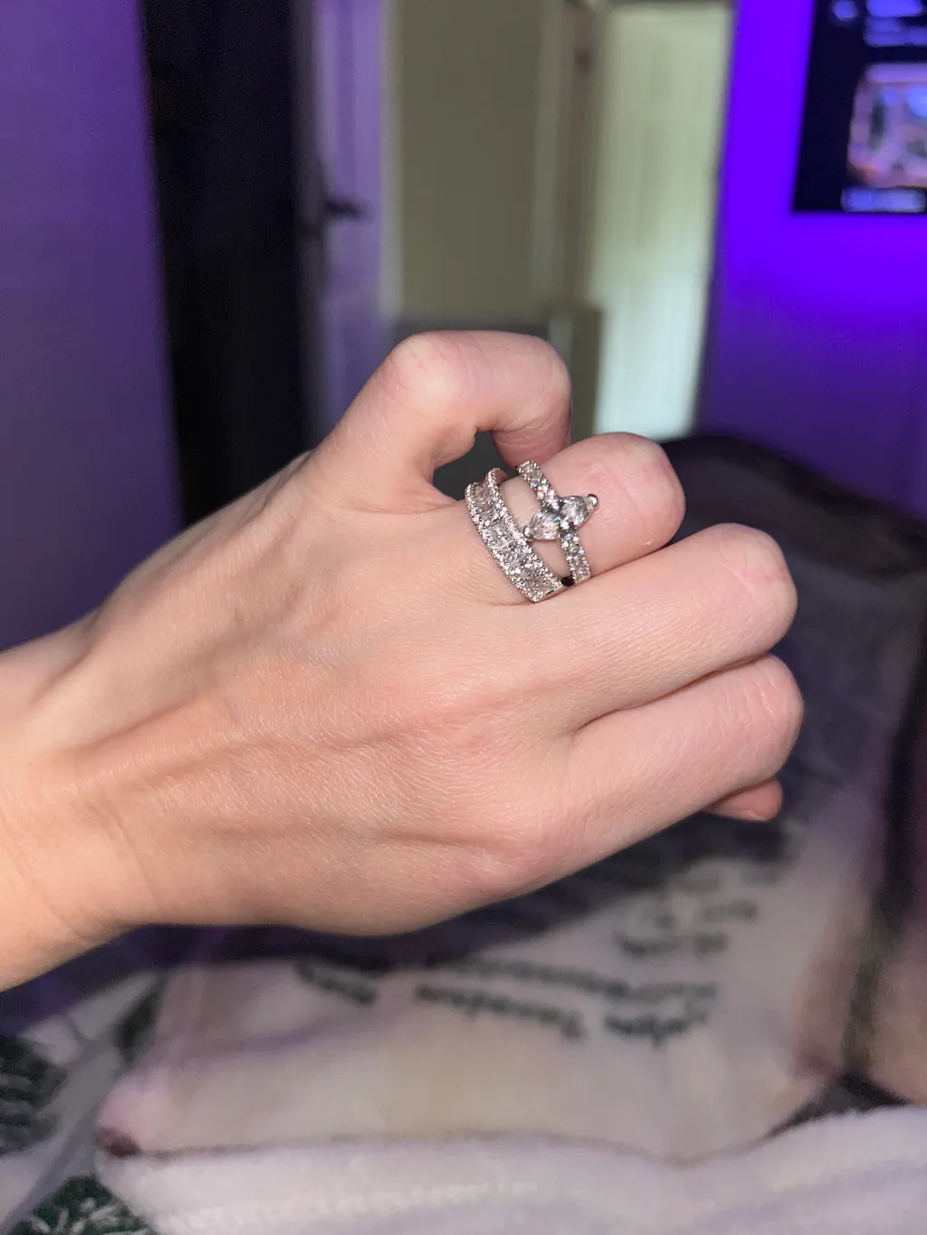 925 Sterling Silver Princess Cut & Round CZs Half ET Ring