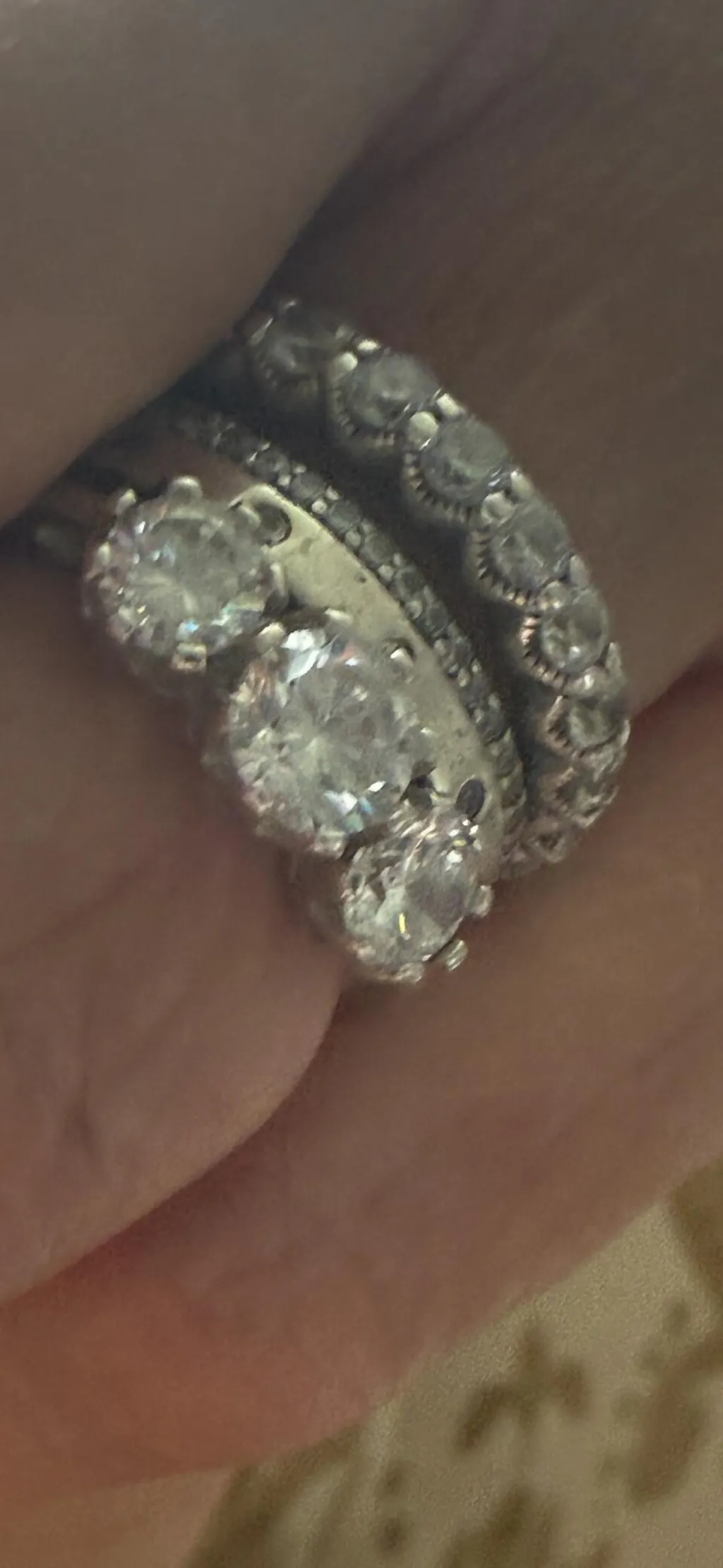 925 Sterling Silver 8 Claw Set Cz Trilogy Ring