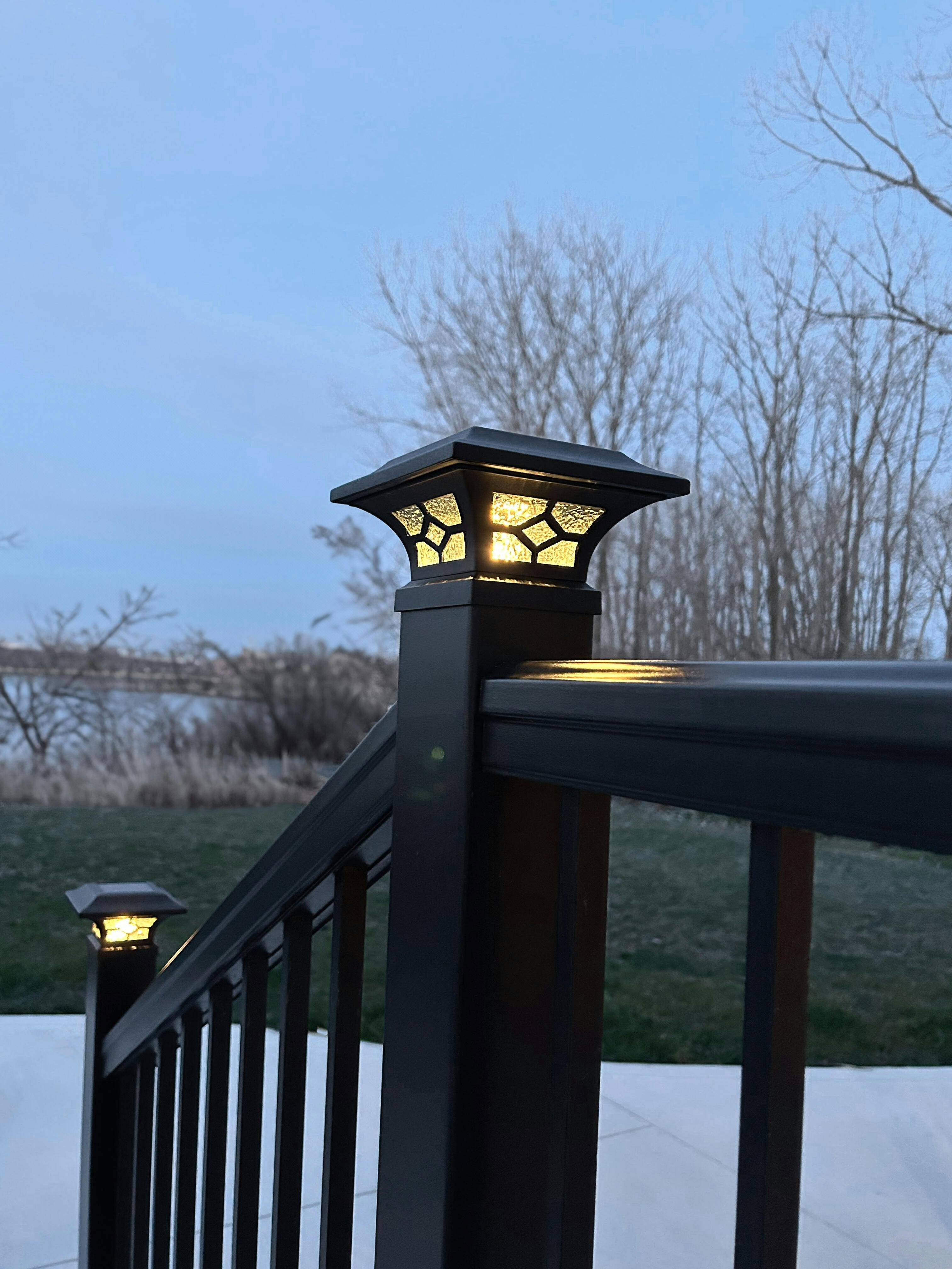 Classy Caps Kingston Solar Post Caps 8 Pack - Fits 2x2, 2.5x2.5 & 3x3 Posts (Black)