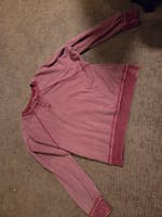 Burnt Red Waffle Knit Henley Sweatshirt