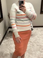 Coral Ribbed Midi Skirt