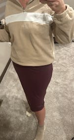 Parchment Fleece Colorblock Zippered Pullover Top