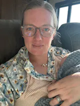 Parchment Floral Contrast Ribbed V-Neck Long Sleeve Top