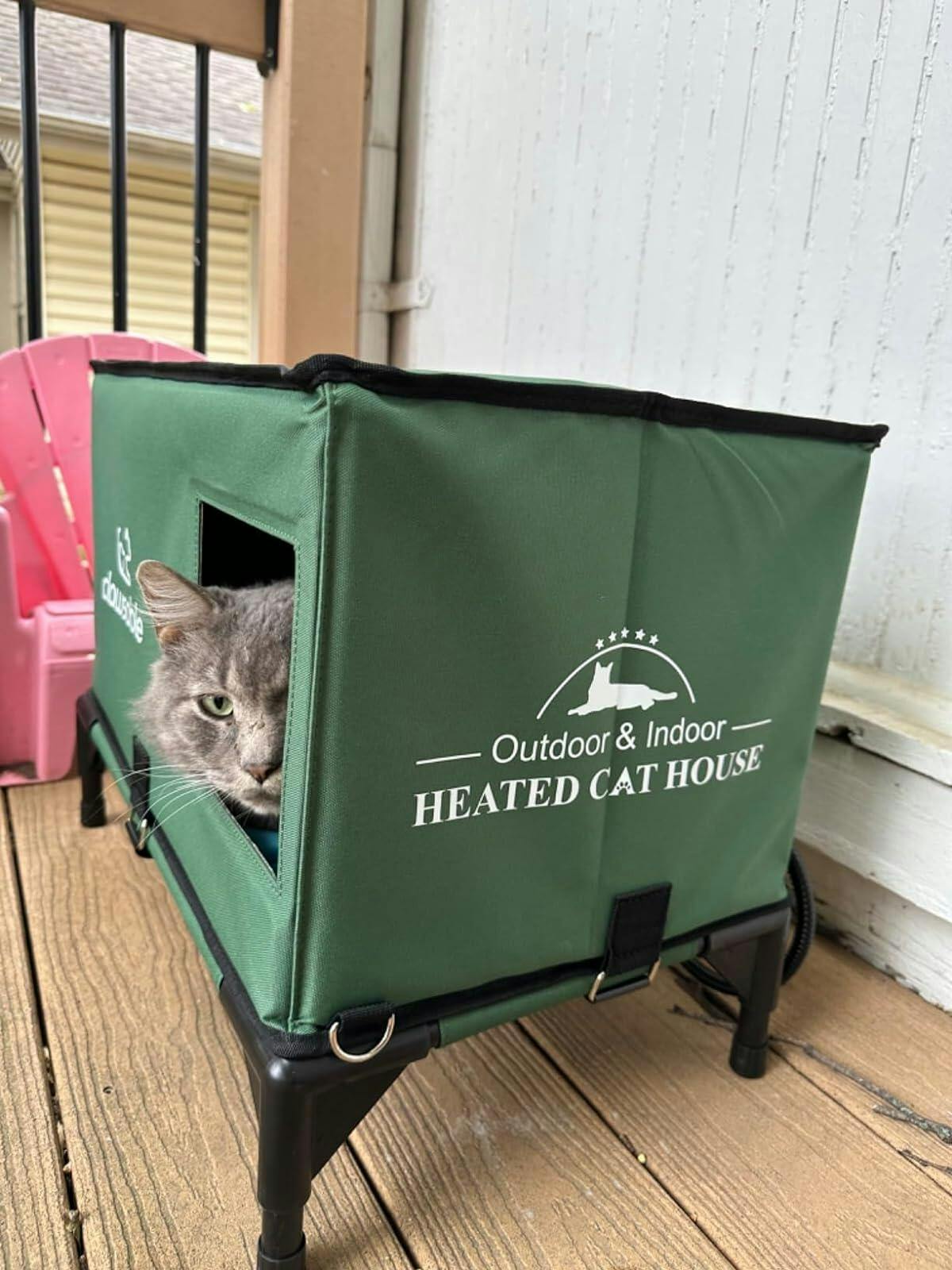 2 in 1 Outdoor Elevated Top-Openable Insulation Cat House – Clawsable