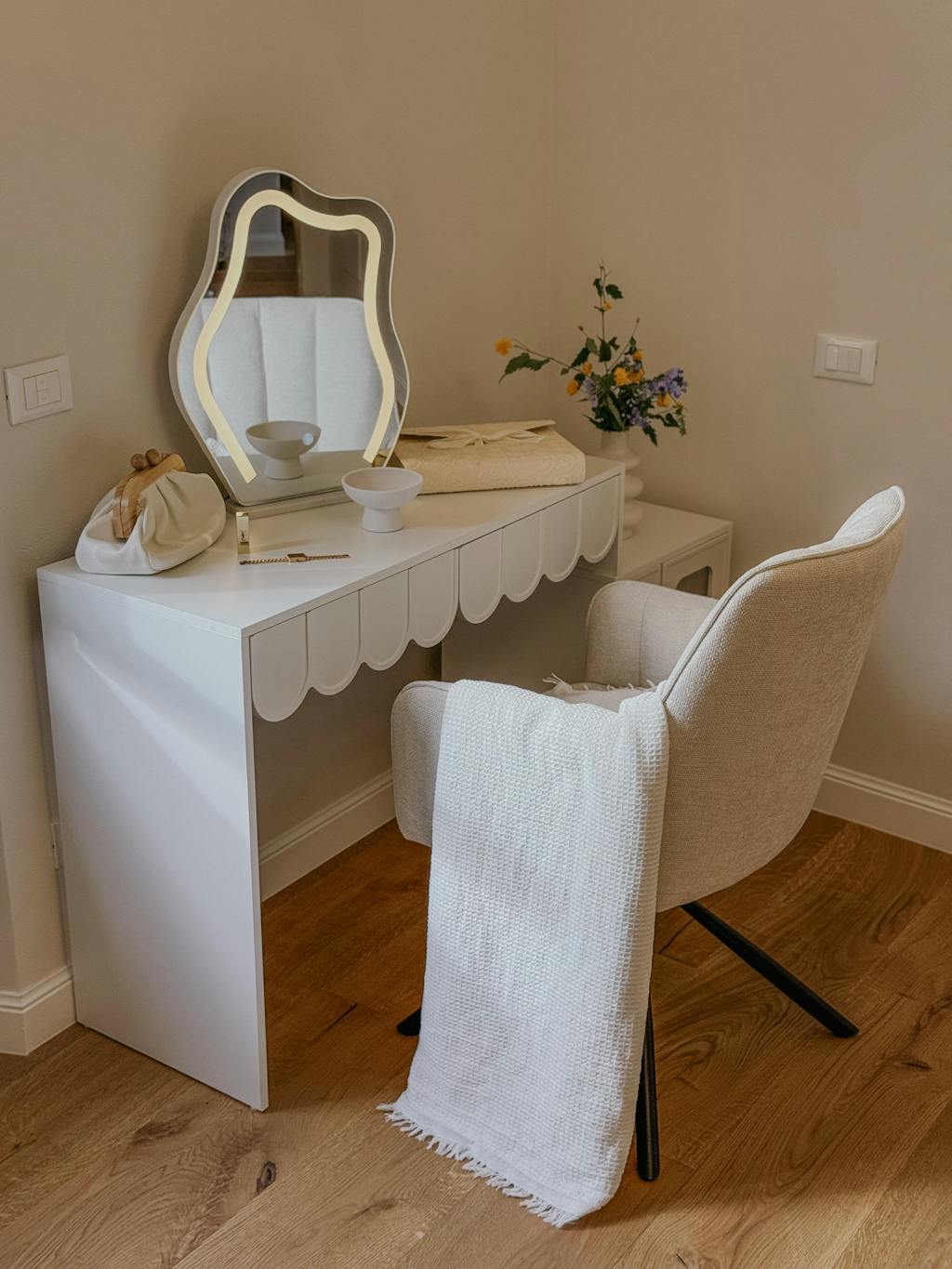 Eloise Esszimmerstuhl aus Leinenmischgewebe mit Drehbarer