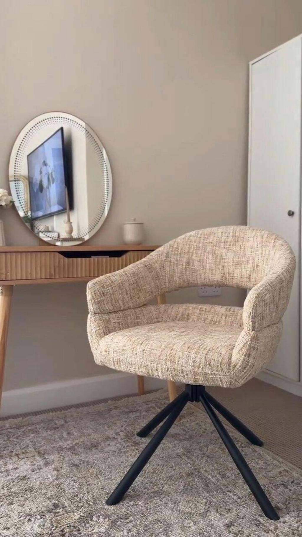 Clarice Esszimmerstuhl aus Chenille mit Drehbarer