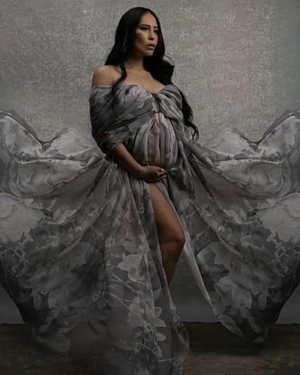 IN STOCK-Clotstudio Abstract Beige Green Textured Hand Painted Canvas Backdrop #clot216