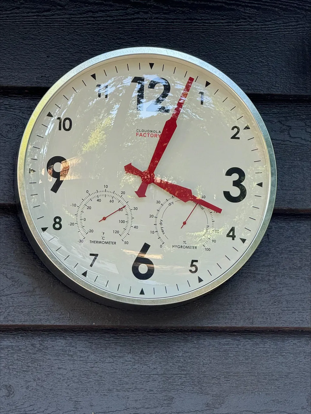 Outdoor Clock Zinc XL 17.7 in / 45 cm - Thermometer Hygrometer