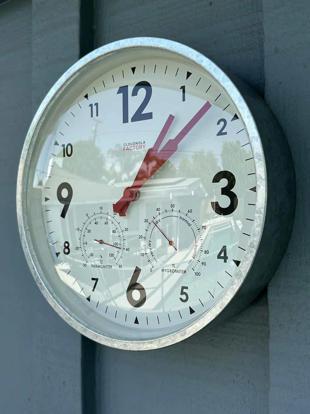 Outdoor Clock Zinc 11.8 in / 30 cm - Thermometer Hygrometer