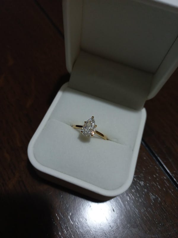 1.75 Carat Pear Cut Solitaire Engagement Ring - Gold