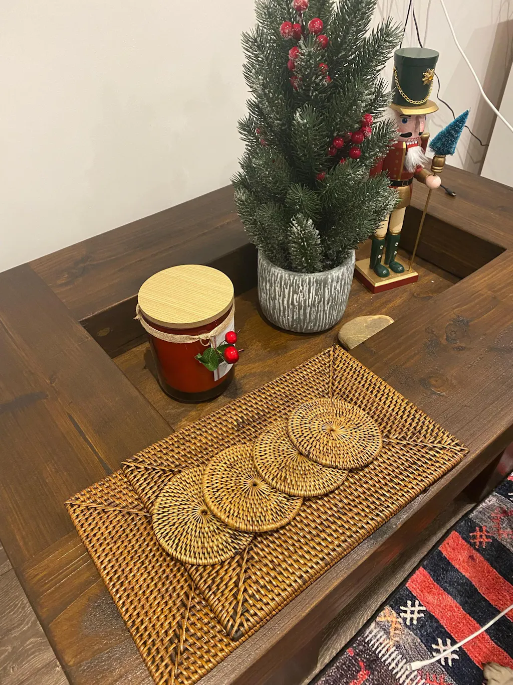 Rectangular Rattan Placemat - White Wash