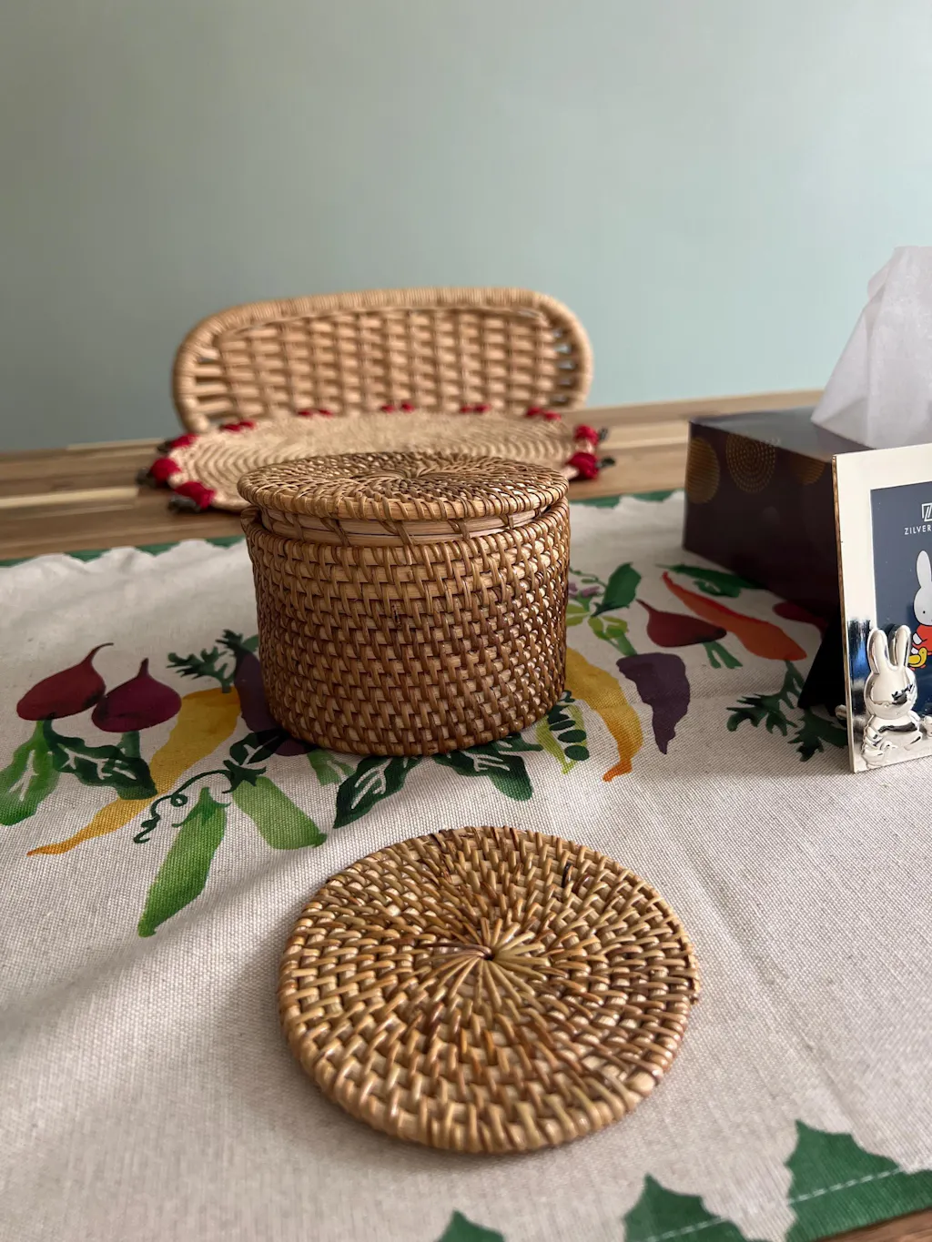 Round Rattan Coaster - Natural