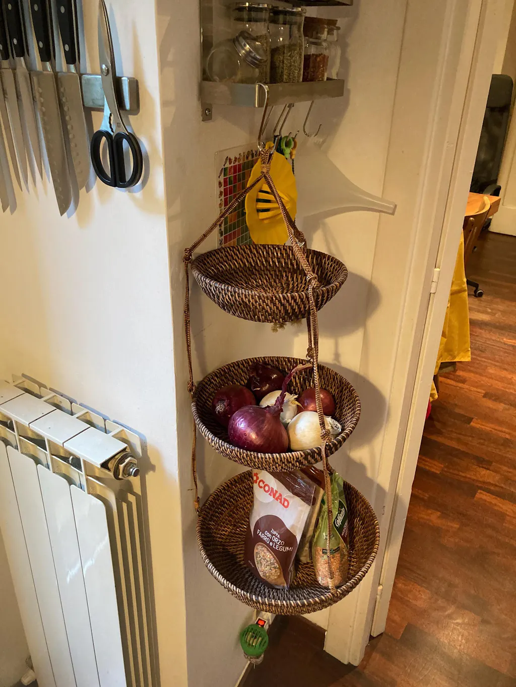 Rattan Tier 3 Hanging Basket - Dark Brown