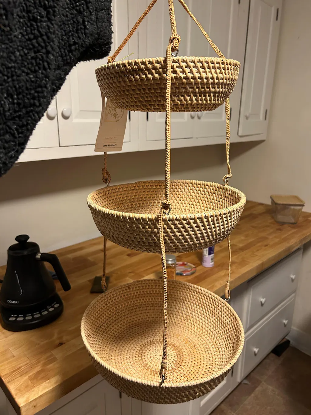 Rattan Tier 3 Hanging Basket - Dark Brown