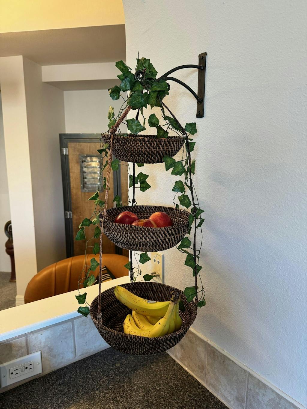 Rattan Tier 3 Hanging Basket - Dark Brown