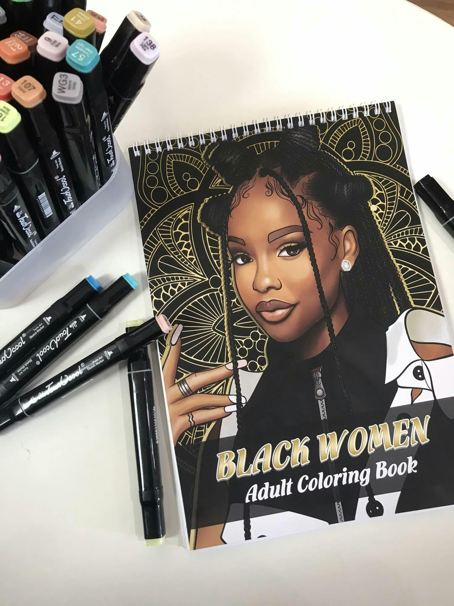 The Fashion Designer | Adult Coloring Book Page | Black Women Coloring Book  | Black Woman Coloring Pages