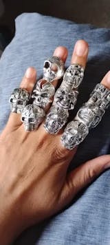 10pcs Vintage Punk Skull Rings Set – Mixed Style Alloy Jewelry for Men & Women
