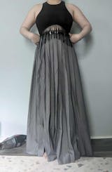 Pleated Split Maxi Skirt Without Belt