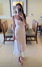 Haptics Crochet Lace Ruffle Hem Cami Midi Dress