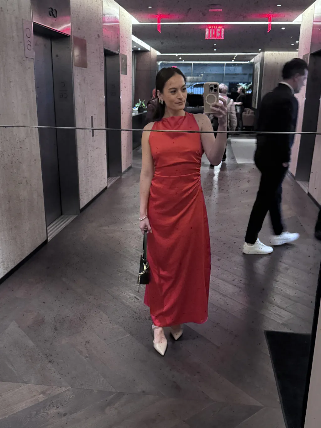 Cowl Neck Satin Back Cross Long Dress