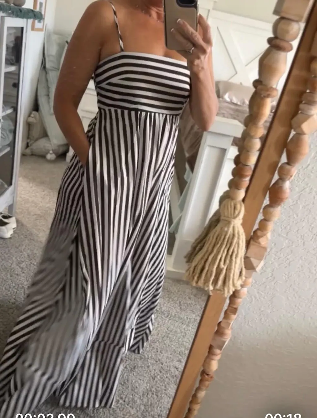 Stripe Pleats Chic Camisole Dress main image 0