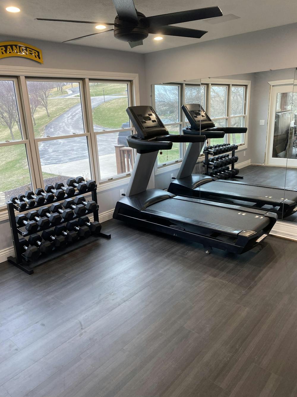 Synergee Rubber Hex Dumbbell 5-50 LBs Set with Rack