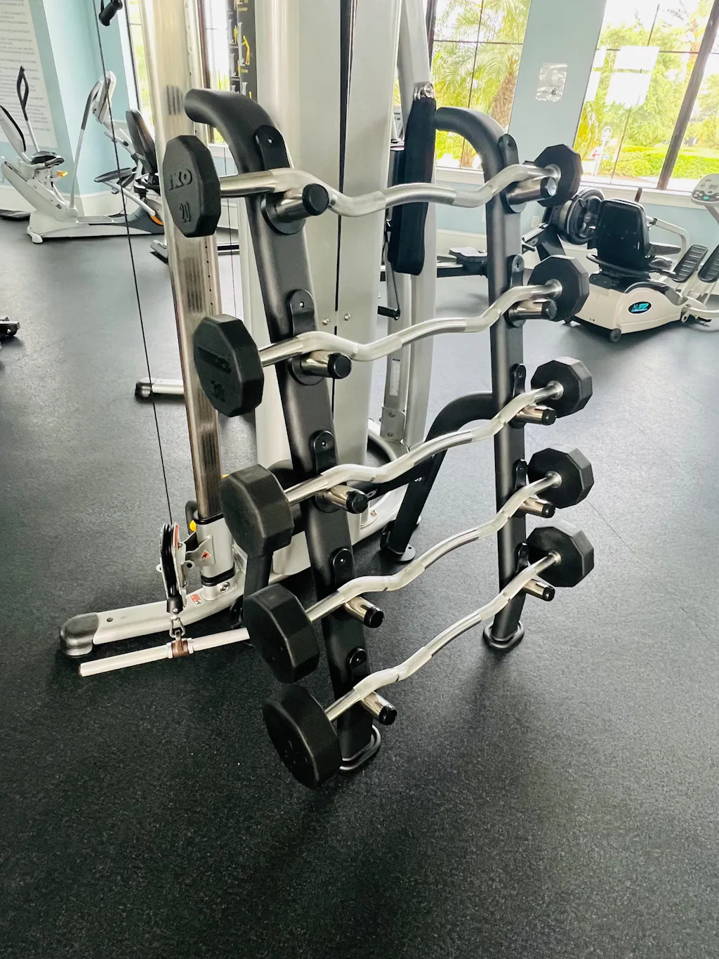 TKO 20-60lb Rubber Curl Barbell Set with Barbell Rack S845-807TR5