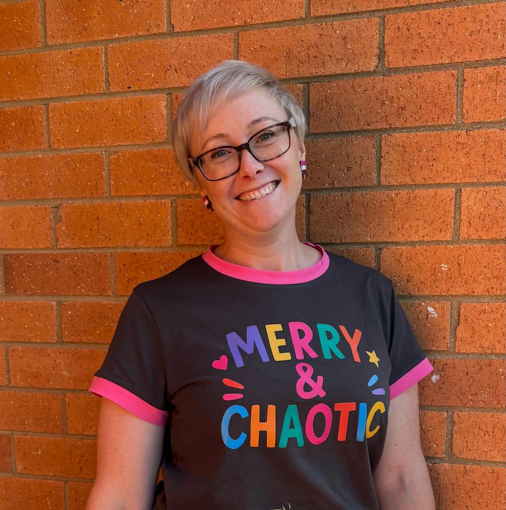 Merry & Chaotic Grey Fitted Ringer Tee