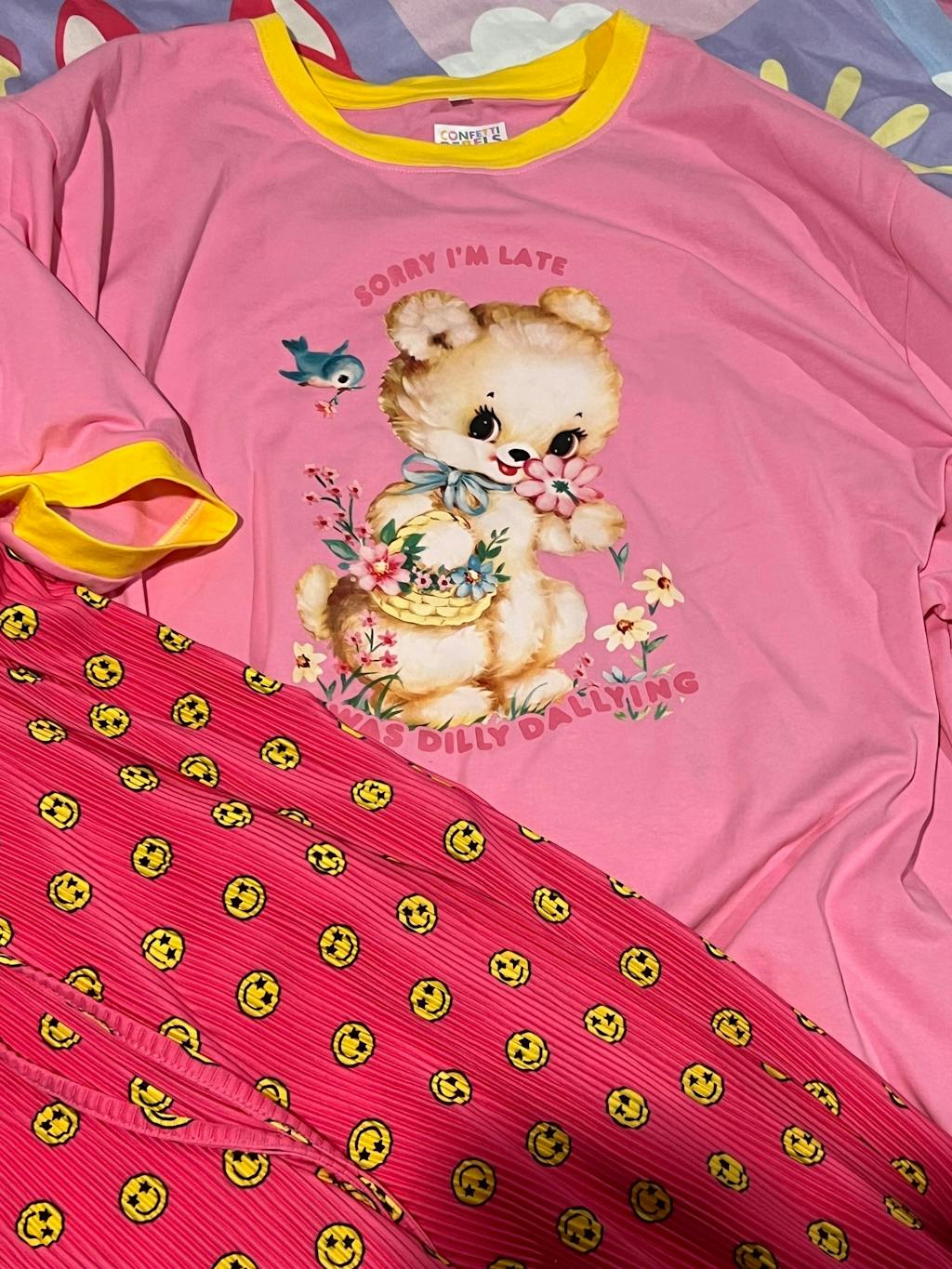 Pink & Yellow Oversize Ringer Tee