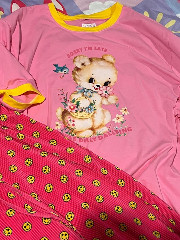 Pink & Yellow Oversize Ringer Tee