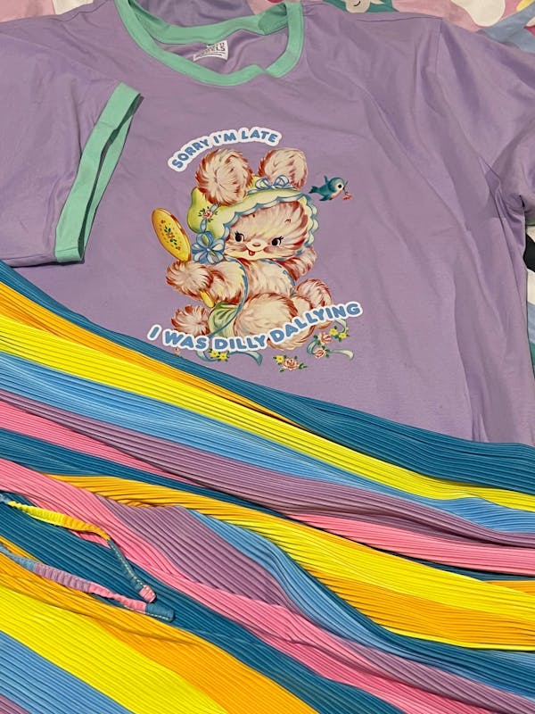 Lilac & Mint Oversize Ringer Tee