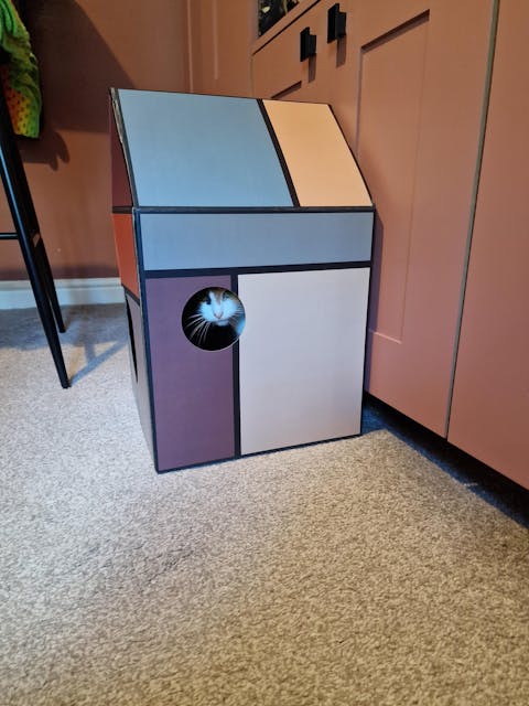 Cat House丨Cat Scratch Pad&Catnip丨Cat Scratcher Cardboard House for Various Home Decor丨Cat Scratching Home Toy for Indoor Cats