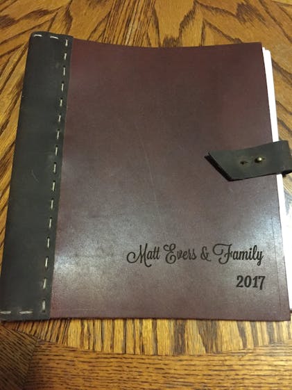 Leather Recipe Book Personalized CookBook Binder Blank - Inspire