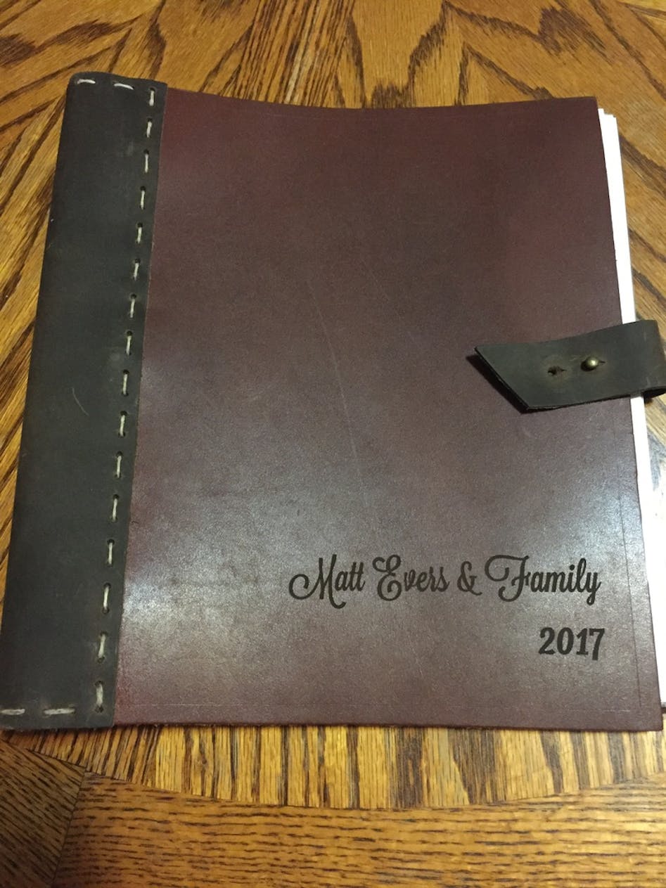  Personalized Blank Recipe Book Binder, Custom Leather