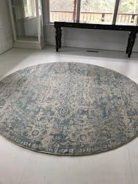 Evoke Glacier White Blue Transitional Round Rug