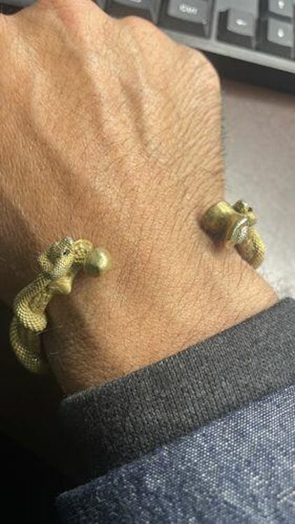 Unique Double Snake Open Cuff Bracelet