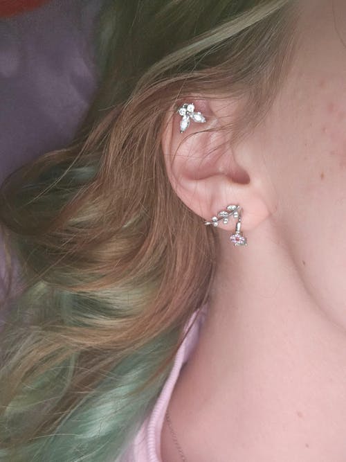 Rosy Flower Hoop Earrings