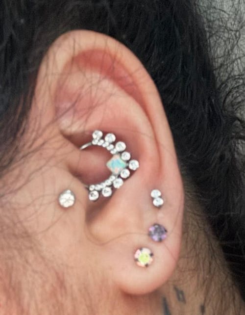 Titanium Edith Mini Duo Diamond Flat Back Stud