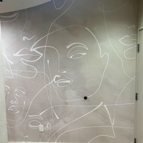 Beige Line Art Face Wall Mural CCM144