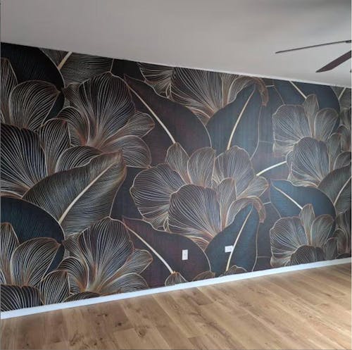 Dark Red Green Floral Wall Mural CCM180
